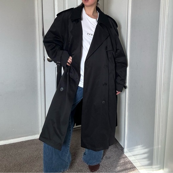 Vintage Classic Black rain Trench Coat - Picture 4 of 10
